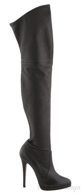High Leg Black Leather Boots