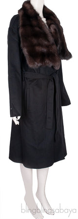 Black Cashmere Wool Trench Coat
