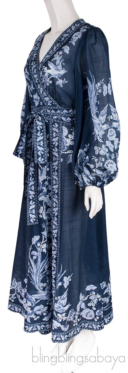 Aliane Floral Print Cotton Wrap Dress