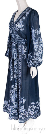 Aliane Floral Print Cotton Wrap Dress