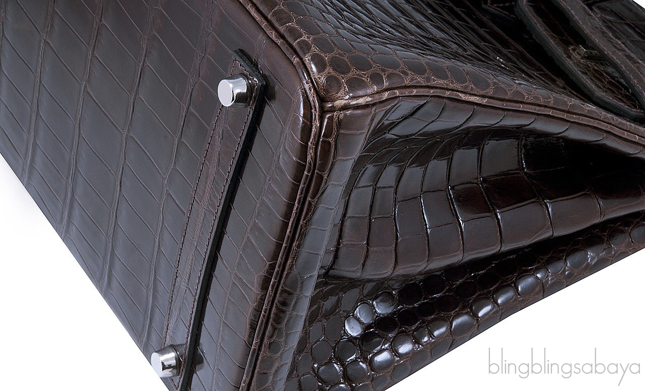 Birkin 35 Nicotine Shiny Croco