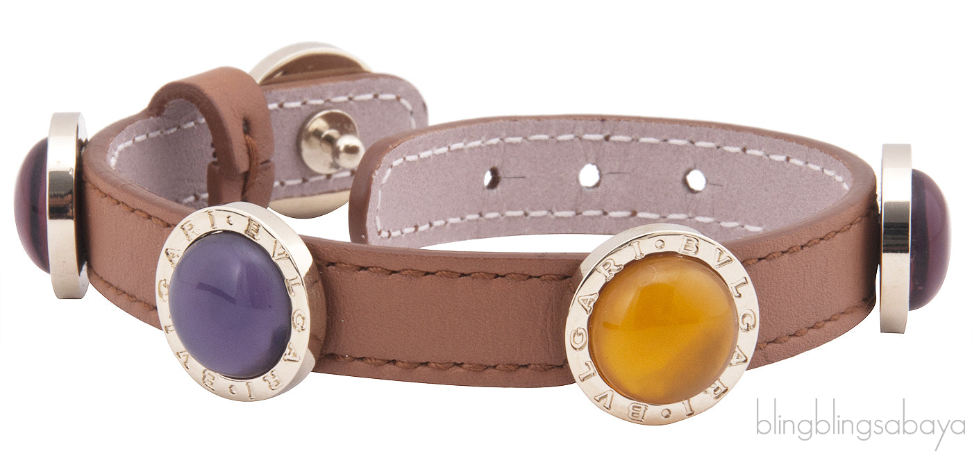 Multi-color Stone Leather Bracelet