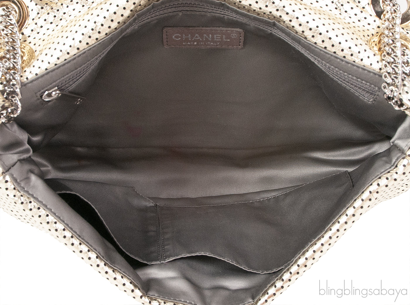 Metallic Gold Perforated Drill Flap Bag