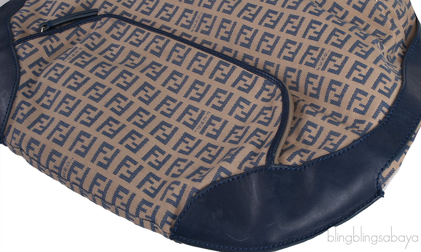 Fendi Blue FF Printed Canvas Hobo