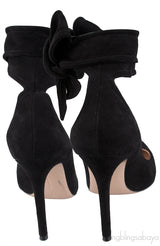 Black Suede Ankle Tie Heels