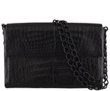 Black Crocodile Chain Shoulder Bag