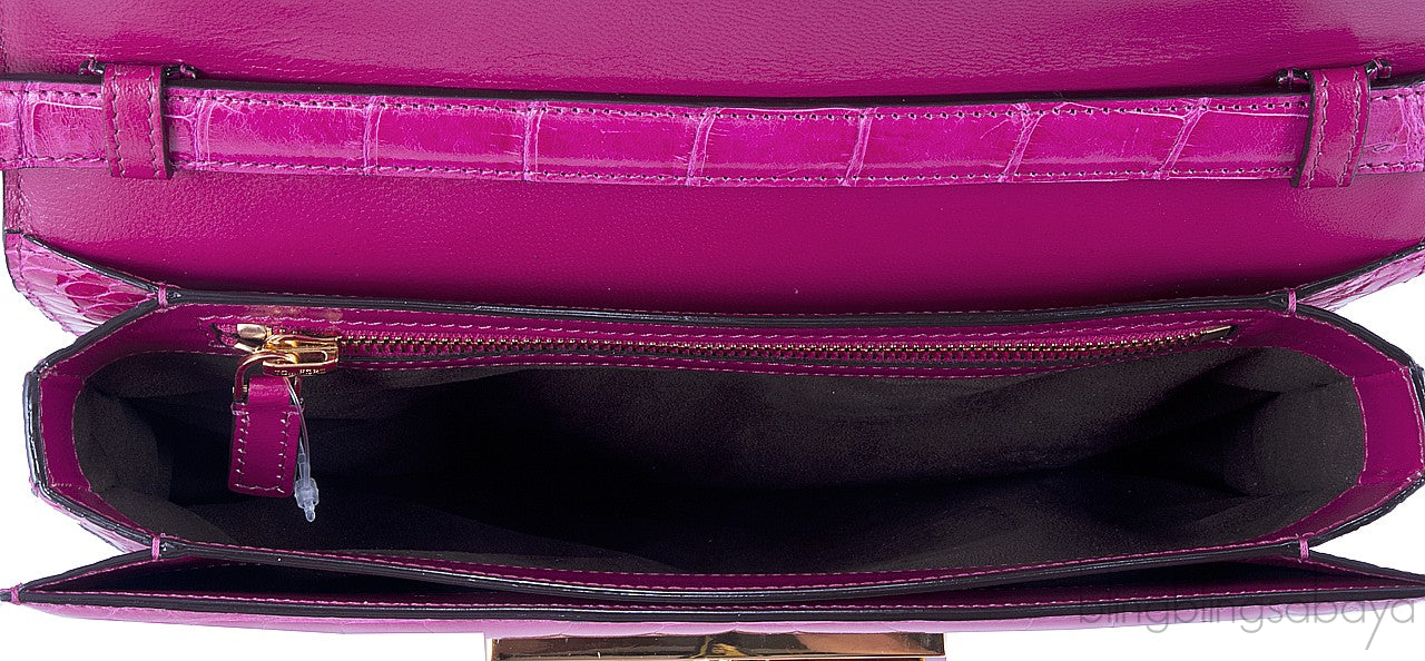 Natalia Croc Fuchsia Shoulder Bag