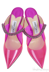 Jimmy Choo Bing Fuchsia PVC 100 mm Crystal Mule