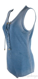 Blue Sleeveless Bodysuit