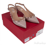 Spike Rockstud Nude Slingback Mini Heels