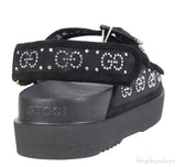 Gucci Black Crystal Embellished Monogram Pattern Sandals