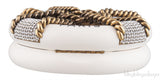 Off-white Crystal Gold Round Clutch