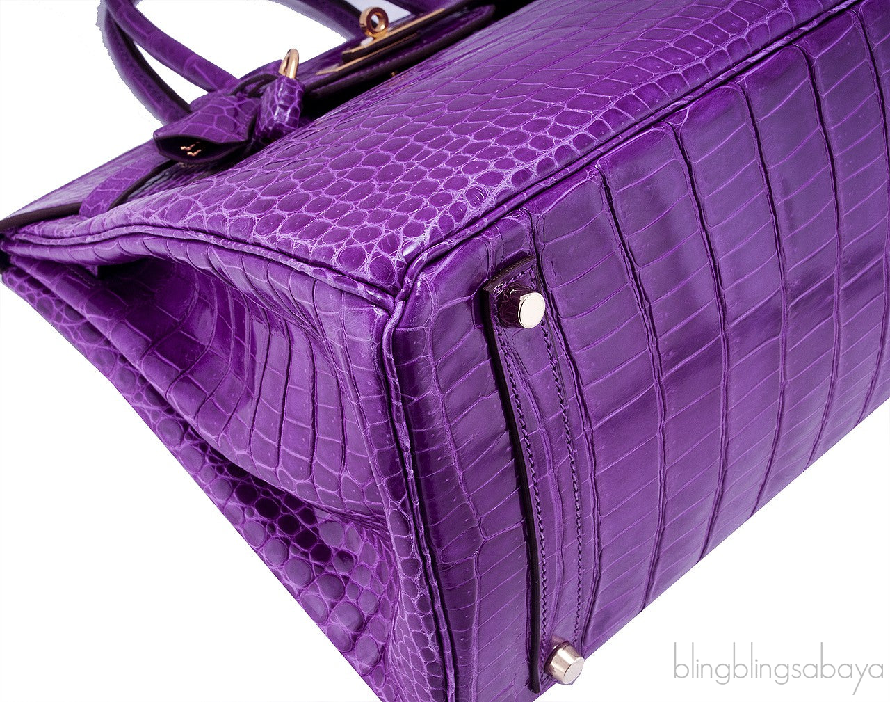 Birkin 35 Purple Crocodile GHW