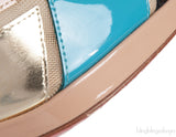 Nude Patent Multicolored Heels