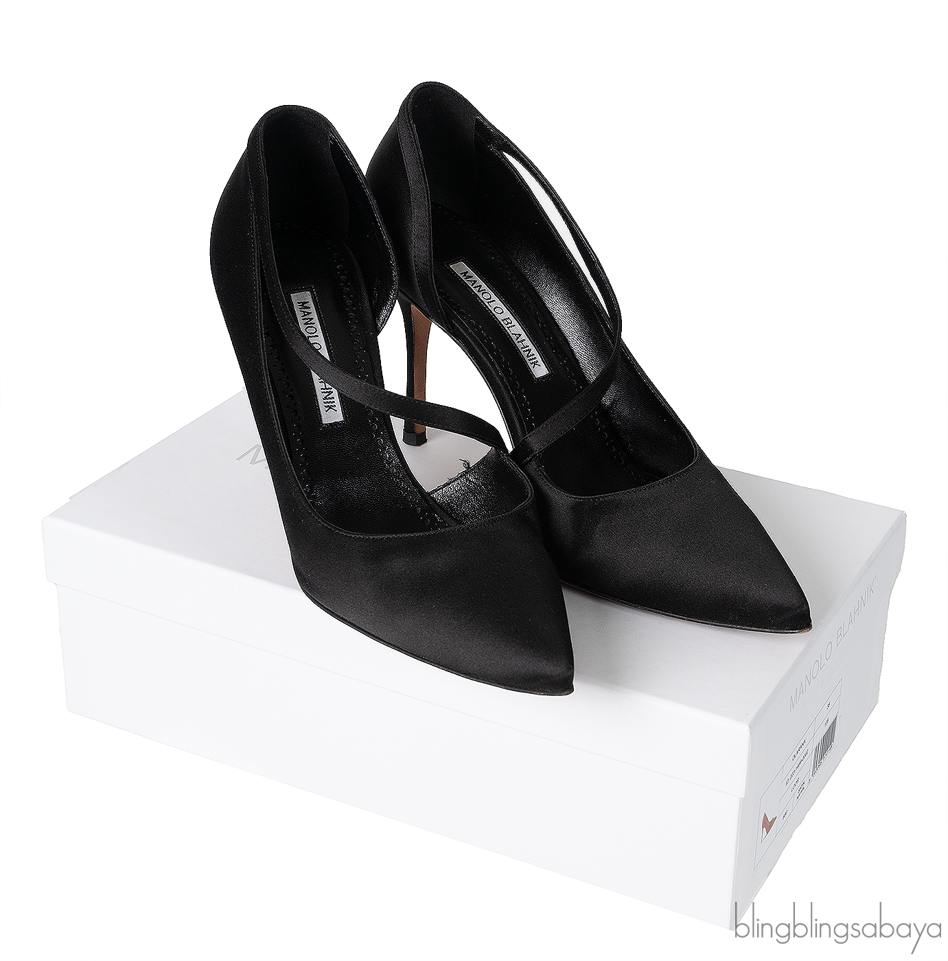 Black Satin Pointed Toe Heels