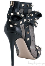 Lace Net Peep Toe Bootie
