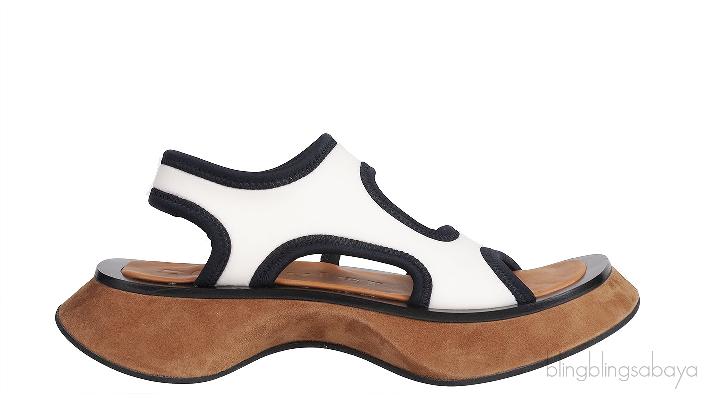 White Stretch Neoprene Sandals