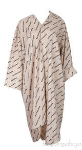 Beige Asymmetric Logo Print Shirt Dress