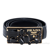 Black Saffiano Jeweled Belt