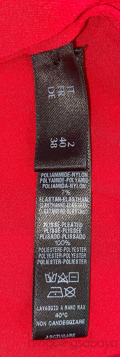 La Perla Red Pleated Trim Silk Pajama Set