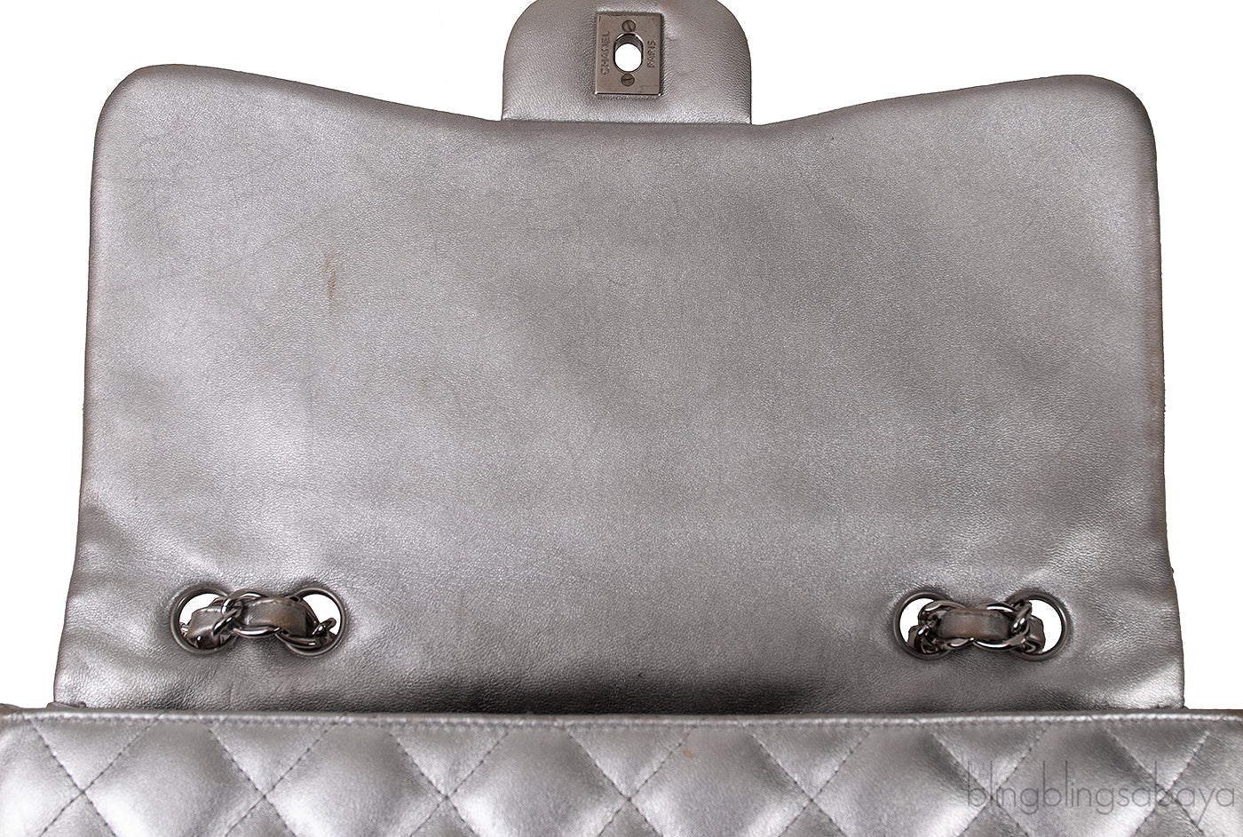 Chanel Silver Quilted Classic Jumbo Flap Bag PHW