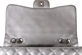Chanel Silver Quilted Classic Jumbo Flap Bag PHW