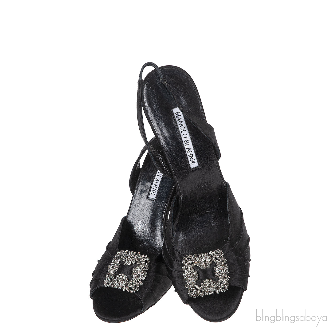 Manolo Blahnik Cassia Black Peep Slingback Pump