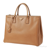 PRADA Gold Saffiano Double Zip Large Tote
