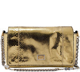 Metallic Gold Snakeskin Flap Bag