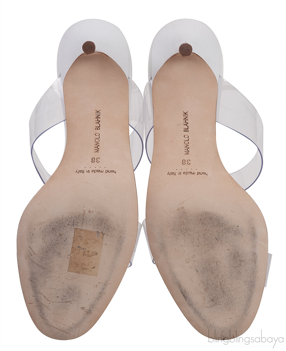Manolo Blahnik White Clear ECO PVC Scolto Open Toe Mules