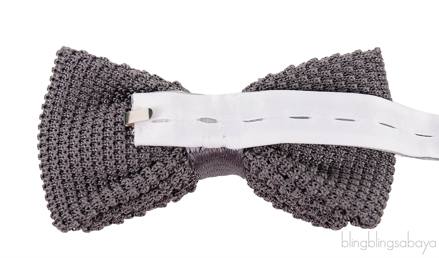 Grey Knitted Silk Bow Tie