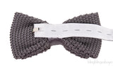 Grey Knitted Silk Bow Tie
