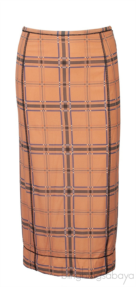 Checkered Printed Stretch Skirt