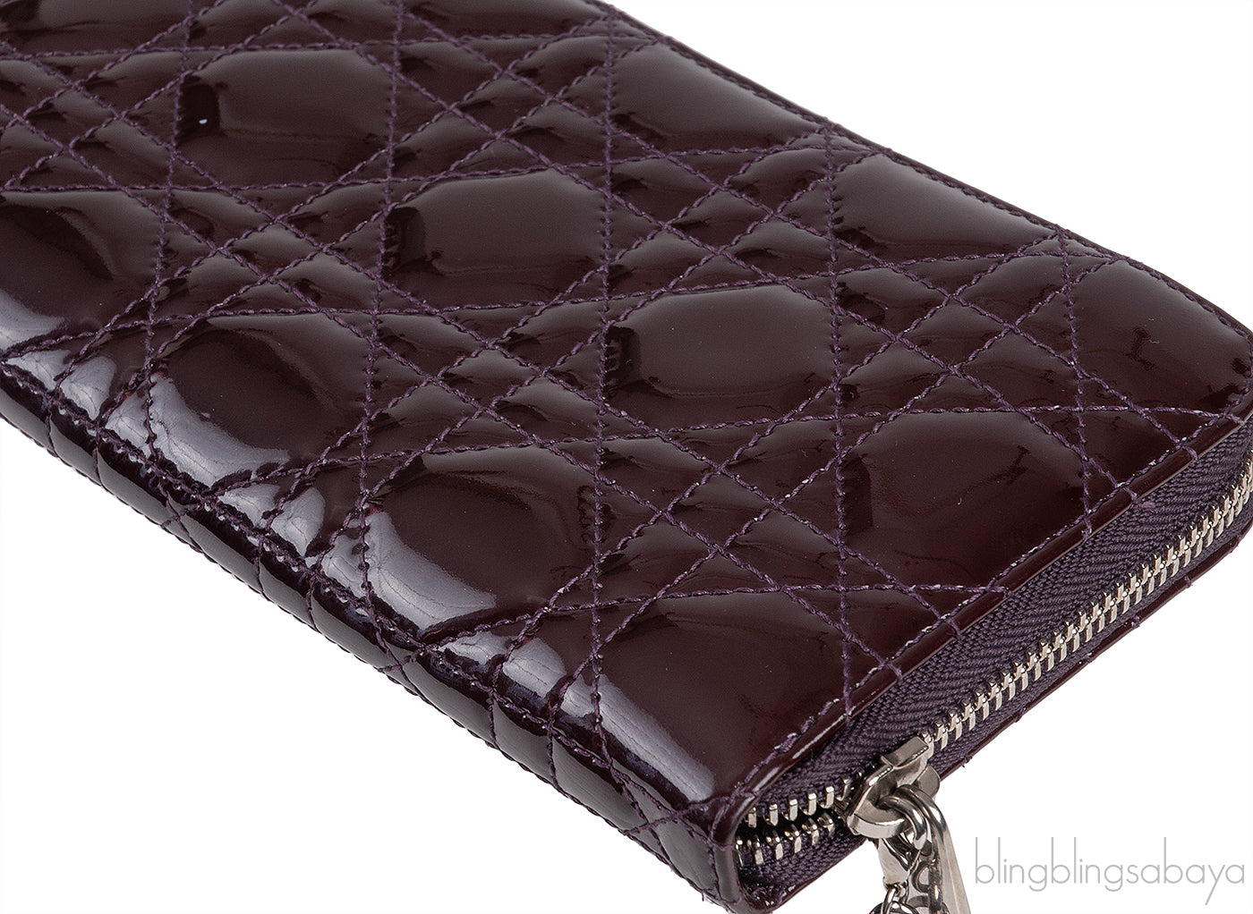 Dior Plum Cannage Patent Continental Wallet