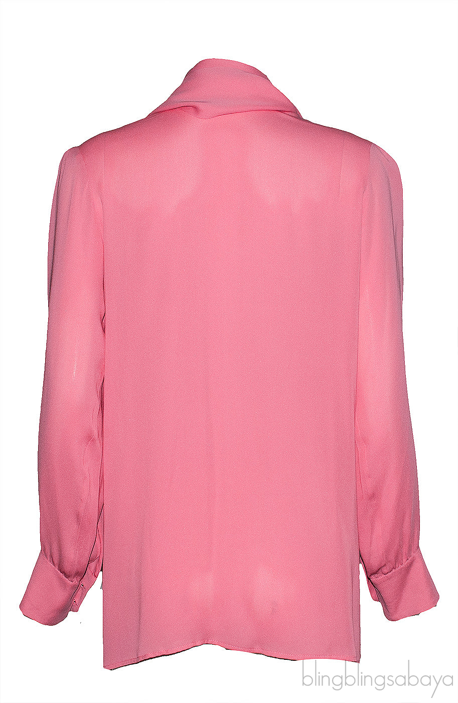 Pink Self-tie Long Sleeve Shirt