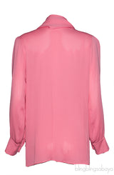 Pink Self-tie Long Sleeve Shirt