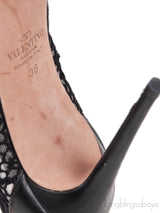 Black Mesh Pointed Toe Heels