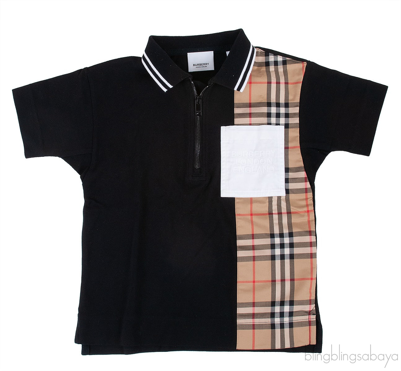Cotton Piqué Kids Polo Shirt Check Insert
