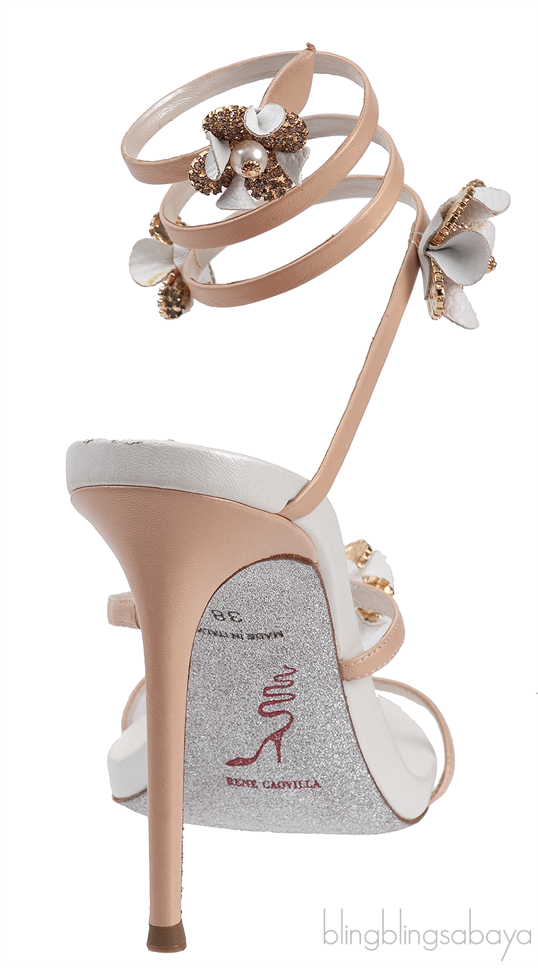 Rene Caovilla Bi-color Floral Applique Sandals