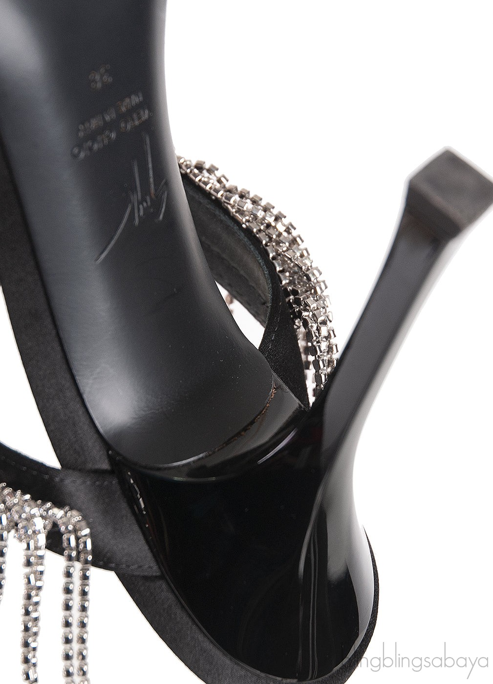 Giuseppe Zanotti Black Satin Crystal Prince Slide