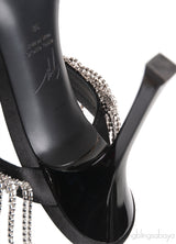 Giuseppe Zanotti Black Satin Crystal Prince Slide