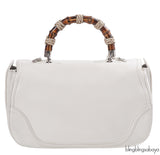 Gucci White Large Bamboo Top Handle Bag