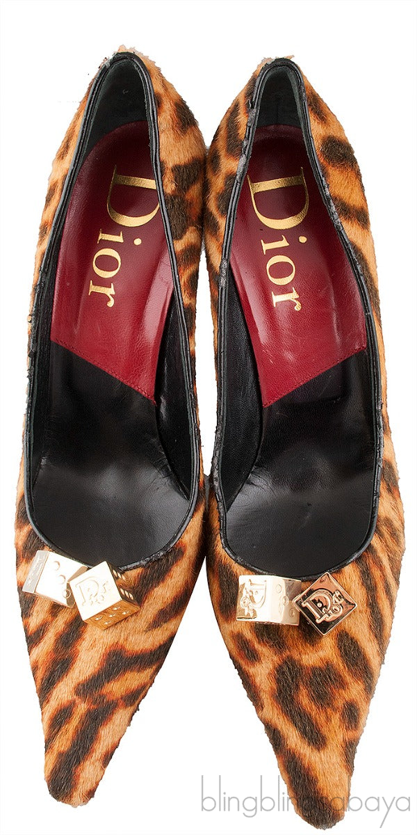 Leopard Calf Hair Dice Pointed Toe Pump