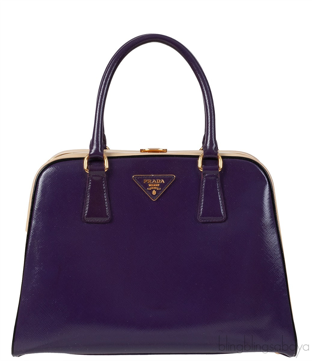 Bi-color Saffiano Frame Bag