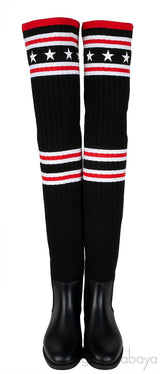 Black Over the Knee High Knit-sock Boots