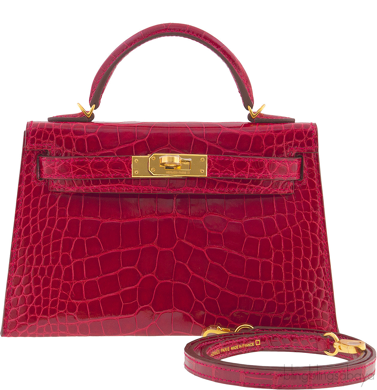 Kelly 20 Red Braise Crocodile GHW