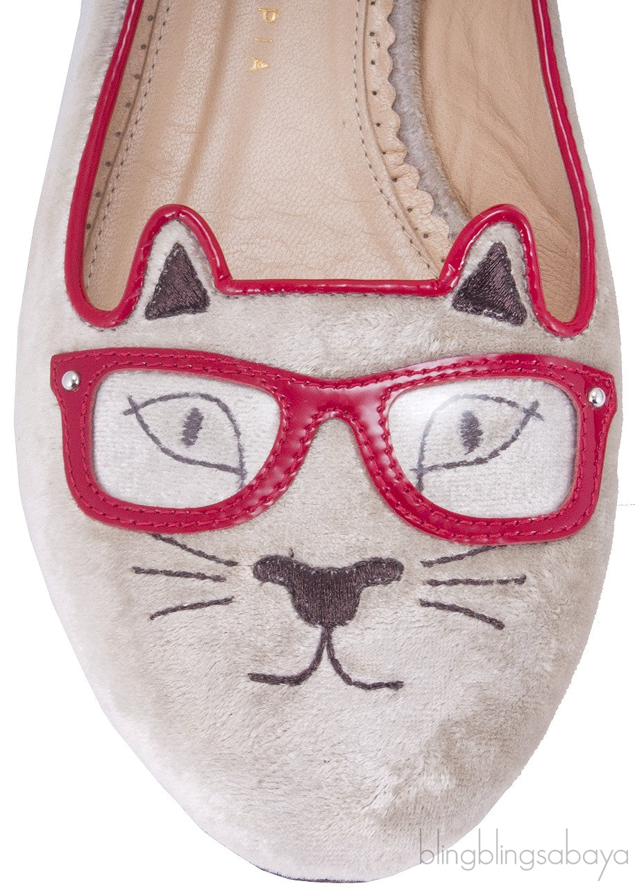 Kitty Sunglasses Beige Flat Shoes