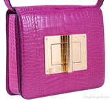 Natalia Croc Fuchsia Shoulder Bag