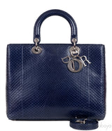 Lady Dior Large Blue Python Bag