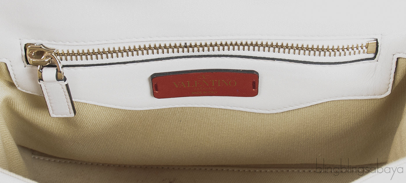 White Candystud Printed Top Handle Bag